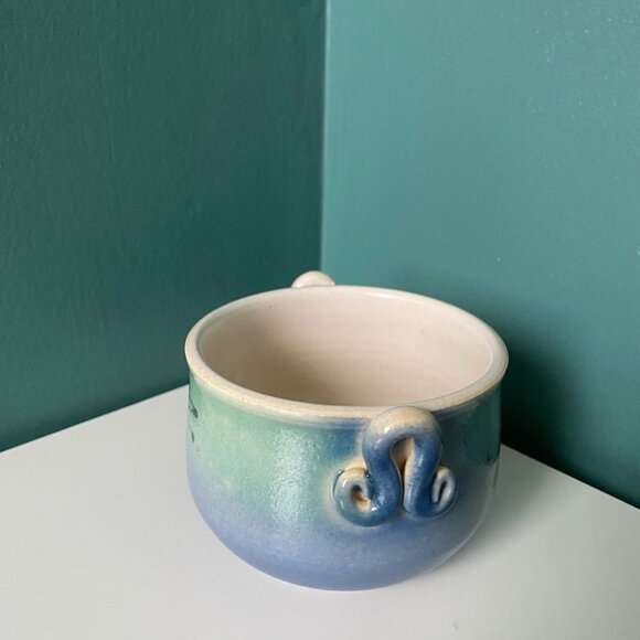 HANDMADE Wheel Thrown Small Pottery Bowl with Handles, Great Condition - Picture 3 of 8